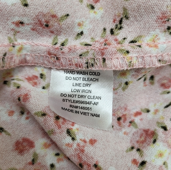 Monteau Los Angeles Pink White Floral Dress Size Medium Boho Prairie Tie Spring - Picture 11 of 11